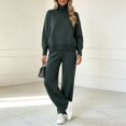 thumbnail image 5 of Atkumj Knit Sets Two Piece Women Stylish Ribbed Mock Neck Long Sleeve and Wide Leg Pants Suits 2 Piece Set Casual Loose Solid Color Two Piece Sets for Women Fall M, 5 of 8