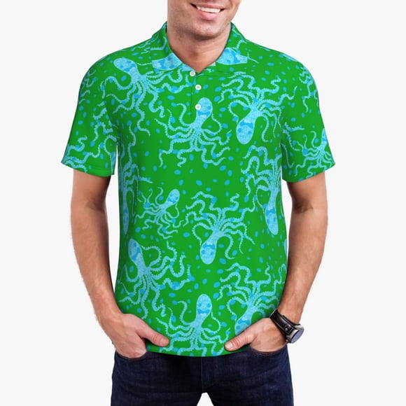 Disketp Pieuvre1 pour Polos à Manches Courtes pour Hommes Chemise de Golf pour Hommes Manches Courtes Athlétique -3TG