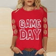 thumbnail image 2 of Gamivast Womens Graphic T Shirts Game Day Multi Ball Graphic Print Crew Neck 3/4 Sleeve Graphic Tees Basic Tees Casual Athletic Game Day Wear, 2 of 5