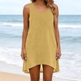 thumbnail image 4 of Womens Swimsuit Cover Up Summer Sleeveless Beach T-Shirt Dresses Swimwear Bathing Suit Coverup Tank Sundress, 4 of 6