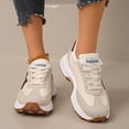 thumbnail image 2 of Rokment Running Walking Shoes for Women Fashion Skateboard Sneakers Spring Fall Comfortable Casual Suede Platform Jogging Chunky Tennis Non Slip Work Footwear Beige Size 6, 2 of 6