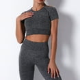 thumbnail image 4 of Women's Yoga Outfits 2 Piece Sets High Waisted Seamless Leggings with Sports Bra Gym Clothes Sets Short Sleeve Tops Pants Workout Outfits, 4 of 6