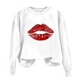 thumbnail image 1 of Outfmvch Chandails à Capuchon pour Femmes Manches Longues Chandail en Molleton Cœur Grahic Col Rond Pull de Noël pour Femmes Pull de la Saint-Valentin Blanc 2TG, 1 of 3
