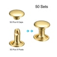 thumbnail image 3 of Unique Bargains 50 Sets Leather Rivets 8mm Double Cap Rivets 8mm Height Metal Studs Rivet, Gold Tone, 3 of 5