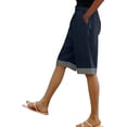 thumbnail image 6 of Women's Cotton and Linen Spring/summer Fashionable Casual Striped Pants with Solid Color Five Quarter Pants Legs, 6 of 6