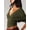 Army Green, variant on Off-Shoulder Wrap Front Ruched Top with Deep V Neck and Twisted Detail