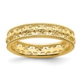 thumbnail image 1 of Sterling Silver Stackable Expressions Gold-plated Carved Band - Size 9, 1 of 3