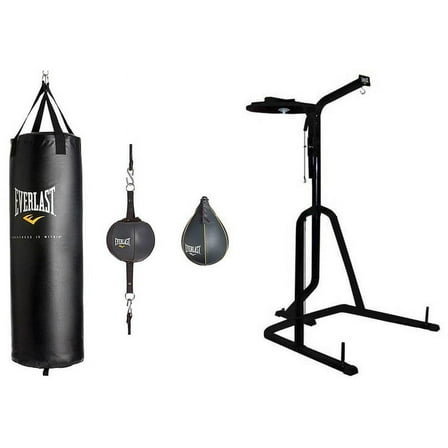 Everlast 3 Station Heavy Bag Stand with 3pc 100-lb Heavy Bag Kit Value Bundle