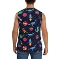 thumbnail image 4 of Uemuo Space Dinosaur Pattern Men's Sleeveless T-Shirt,Muscle Athletic Tank Top, Moisture-wicking Quick-dry Breathable Classic Tee Top for Gym Run Outdoor Sports-Small, 4 of 8