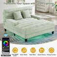 thumbnail image 4 of 63" Oversized Chaise Lounge Indoor, Chenille Upholstered Boneless Sofa Bed with Adjustable Backrest and LED Light Strip, Deep Seat Sleeper Couch for Living Room, Green, 4 of 8
