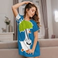 thumbnail image 3 of Honeii Goose Holding an Umbrella Print Women's Loose Short Sleeve Nightgown, Soft Cotton Sleepwear, Comfy Loose Fit Pajama Dress for Sleep and Lounge, 3 of 6