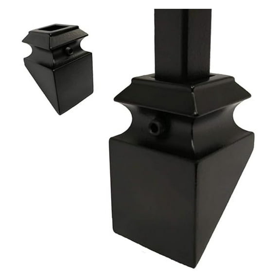 Iron Baluster Slant Shoes (10-Pack) for 9/16" Spindles - Angled Baluster Shoes, Real Black Finish - Stair Railing Hardware