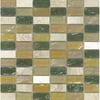 Elida Glass and Natural Stone Glossy Mosaic in Kaki Brick