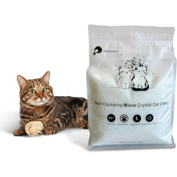 Premium  Micro Crystal Cat Litter 99.9% Dust Free Silicone Cat Litter with Superior Odor Control 8.8 Pounds