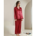 thumbnail image 3 of SWSMCLT Women's 2 Piece Pajama Set Satin Cool Spring Silky Pj Set Pajamas Summer Long Sleeve Pant V Neck Fall Red Large, 3 of 5