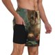 thumbnail image 2 of Balery Cute Kitten Water Lilies Bañador para hombre, shorts de playa de secado rápido con entrepierna y forro de compresión-Small, 2 of 6