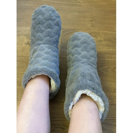 

Welliumy Kids Slipper Booties Soft Plush Slippers House Sock Boots Home Warm Shoe Bedroom Non-slip Fluffy Floor Shoes Dark Gray 4.5-6