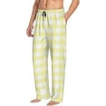thumbnail image 2 of Sigee Lemon Yellow Checkboard Print Men's Pajama Pants - Soft Lounge Sleep Bottoms with Elastic Waistband and Pockets-Large, 2 of 9
