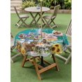 thumbnail image 4 of Outdoor Tablecloth with Umbrella Hole for Patio/Picnic/Party/Camping, Farmhouse Floral Pig Waterproof Table Cloth Round Cover Washable, Spring Sunflowers Butterfly Teal Green (Dia 54"), 4 of 9