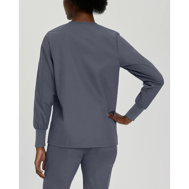Landau Essentials Veste d'Uniforme à 4 Poches pour Femmes : Coupe Classique et Décontractée, Col Ras du Cou, devant à Boutons-Pression et Poignets en Tricot 7525
