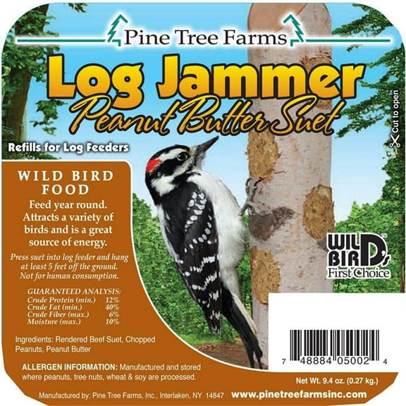 5002 9.4 oz MP12 Log Jammer Peanut Suet Plug - 3 per Pack - Pack of 12
