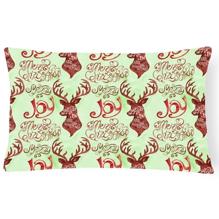 Carolines Treasures BB7488PW1216 Merry Christmas Joy Reindeer Canvas Fabric Decorative Pillow 12H x16W multicolor