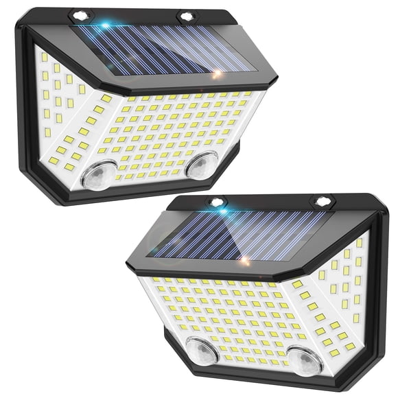 Kasonic Lampes Solaires d'Extérieur, 122 DEL avec Détecteur de Mouvement et Grand Angle de 300°, Lampes Murales de Sécurité Solaires Ultra Lumineuses pour O