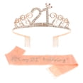 thumbnail image 1 of 2 diademas con forma de corona y faja con estampado de letras para fiesta de cumpleaños, decoración para niña, 1 of 8