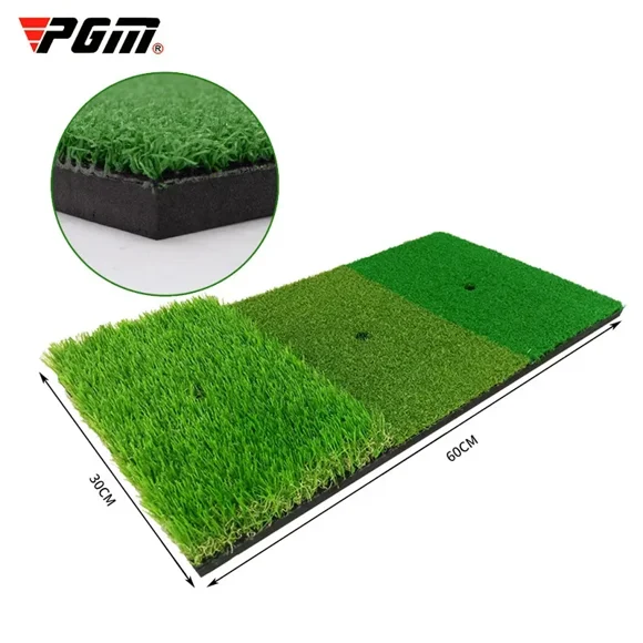 PGM Golf Hitting Mat 3 Grasses with Rubber Tee Hole Golf Training Aids Indoor Outdoor Tri-Turf Golf Hitting Grass Golfer Mats green