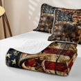 thumbnail image 4 of meiyoeat Vintage Flag Deer Bed Spread Queen, Rustic Hunting Print Queen Coverlet Set For Boys,3 Pieces, 4 of 7