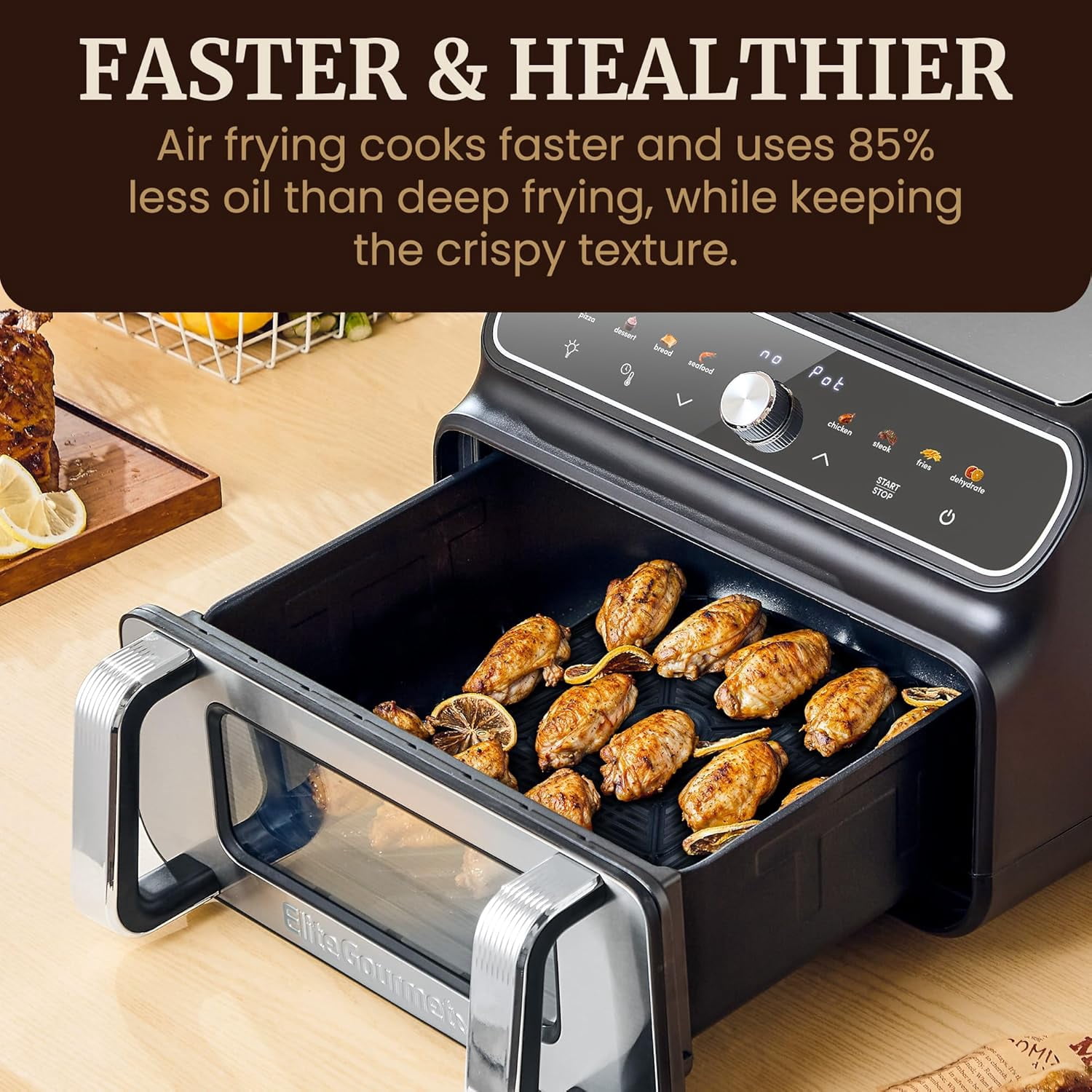 Elite Cuisine EAFL1000 11.5 QT Indoor Grill & Air Fryer Oven