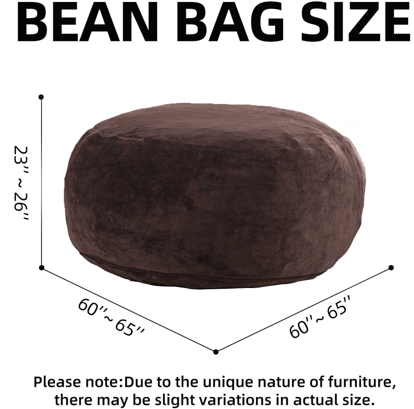 zyoiszvq Adult Bean Bag Chair Extra Large,Huge Bean Bag Chairs with Removable Flannel Cover,6ft,Brown