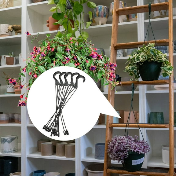 NICEXMAS 5-Pack Black Plastic Flower Pot Hangers for Home, Balcony, Office Shelves and Indoor Plant Display