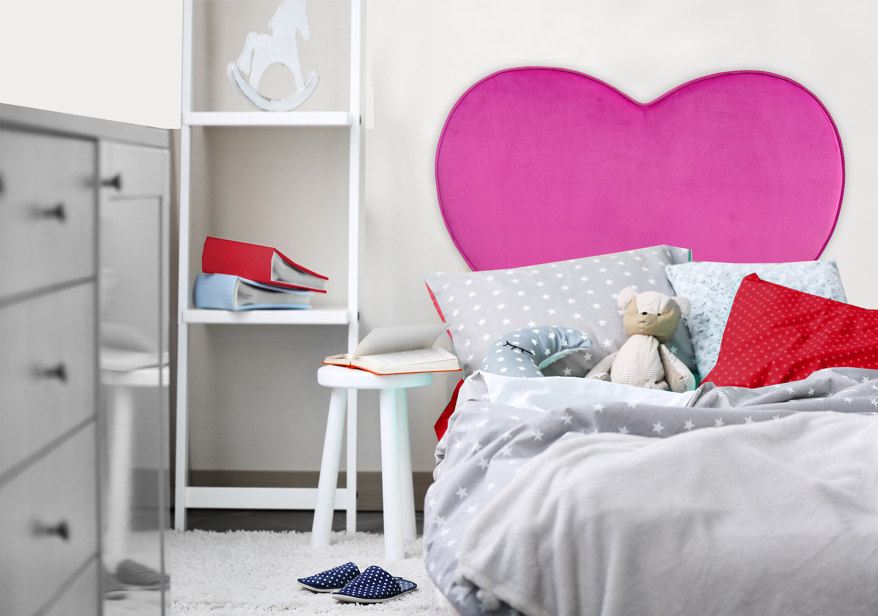 American Kids Heart Figural Headboard, Available in Multiple Prints