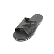 SLM Men's Casual Slide Shower Sandals Poolside Shoes Crisscross Beach Shoes-Black  12 D(M) US