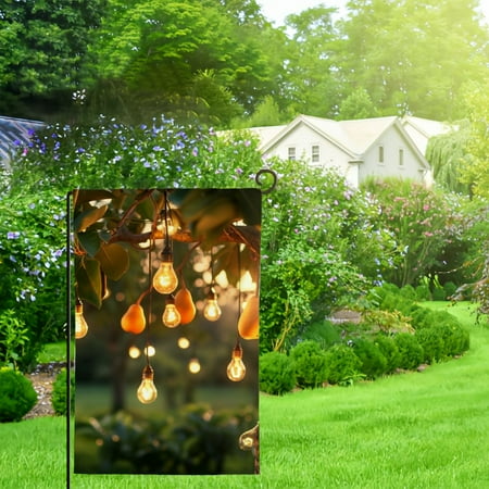 

QFMY Light Bulb Spring Summer Flower Garden Flag Linen Flag Multiple Sizes 28x40in