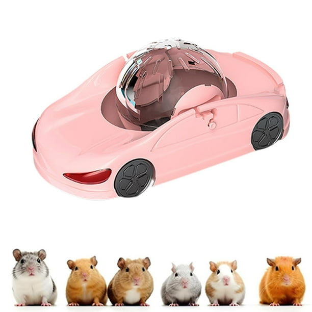 Hámster rueda de hámster hámster carro de juguete multifunción novedoso bola transparente de bola de mascota pequeña para animales pequeños hurd rata Rosa