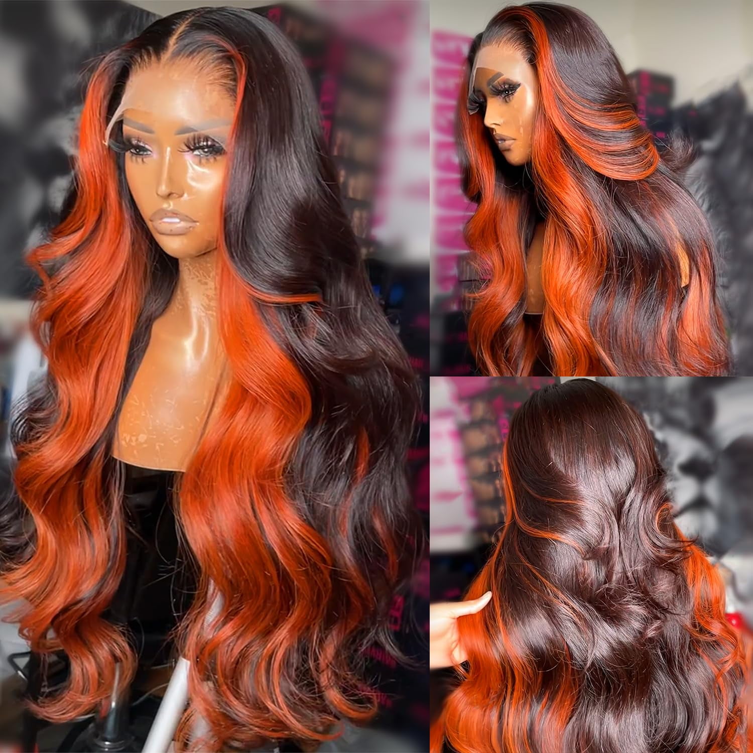 Orange Lace Front Wigs With Color 200% Density 13X6 Ginger Lace