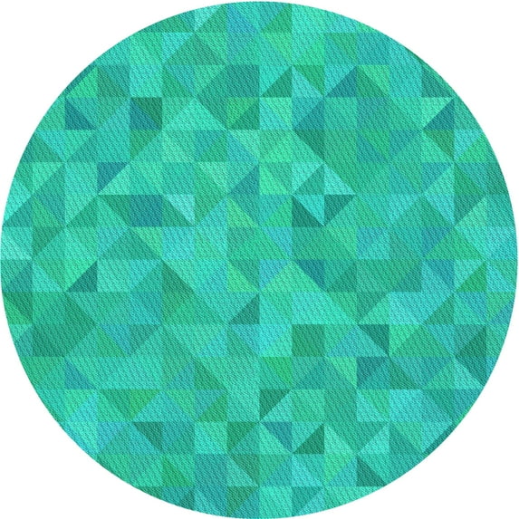 Ahgly Company Machine Washable Indoor Round Transitional Medium Spring Green Area Rugs, 4' Round