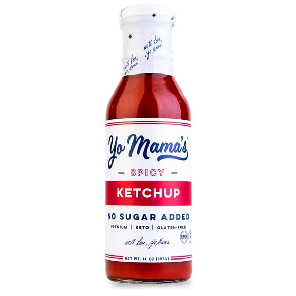 Yo Mama's Foods Keto Spicy Ketchup – No Sugar, Gluten-Free, Vegan, 14 oz