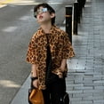 thumbnail image 7 of ZHOGXU Kids Boys Summer Casual Top Leopard Print Short Sleeve Comfortable Breathable T Shirt For Casual Daily Wear,Orange,3-4 Years, 7 of 7