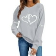 thumbnail image 5 of Atogsazn Women's Valentine's Day Sweatshirt Casual Fleece Oversized Long Sleeve Heart Sweater Tops Outfit Clothing 05-Gray L Fashion, 5 of 6