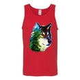 thumbnail image 2 of Earth Wolf Trees Mountains Nature Animal Lover Mens Graphic Tank Top, Red, X-Large, 2 of 3