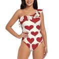 thumbnail image 2 of Yiaed Love Print Women One Piece Swimsuits Tummy Control One Shoulder Bathing Suits Pattern Ruffle Swimwear-X-Large, 2 of 8