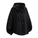thumbnail image 1 of MHFRRA Sudadera con Capucha y Cuello Redondo, Informal, Texturizada, con Cordón Ajustable, Ligera y Cómoda para Otoño Negro, 1 of 7