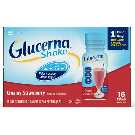 Glucerna Diabetes Nutritional Shake Creamy Strawberry To Help Manage Blood Sugar 8 fl oz Bottles (Pack of