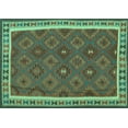 thumbnail image 1 of Ahgly Company Machine Washable Indoor Rectangle Oriental Turquoise Blue Traditional Area Rugs, 3' x 5', 1 of 4