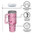thumbnail image 4 of Pink Breast Cancer Tumbler with Handle and Lid,40oz Double Wall Vacuum Insulated Tumbler,Cups Gift for Women and Men, 4 of 7