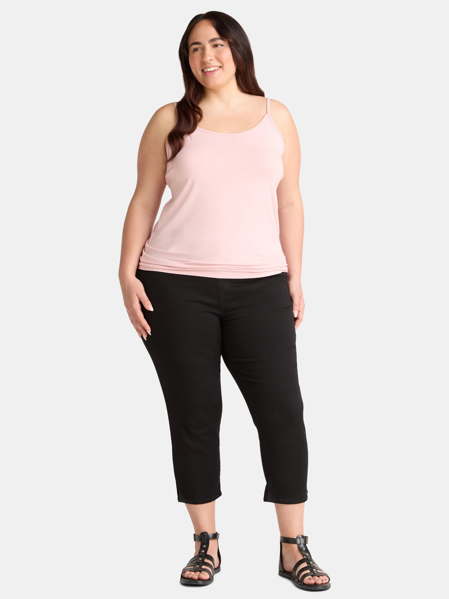 Terra & Sky Women’s Plus Camisole with Adjustable Straps, 2-Pack, Sizes 0X-5X