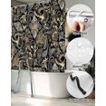 thumbnail image 5 of Split Shower Curtain for Transfer Bench, Black Floral Fabric Shower Curtains for Bathroom, Boho Botanical Vintage Paisley Flower Tub Sliding Transfer Bench Waterproof Bath Curtains 72"x96", 5 of 9